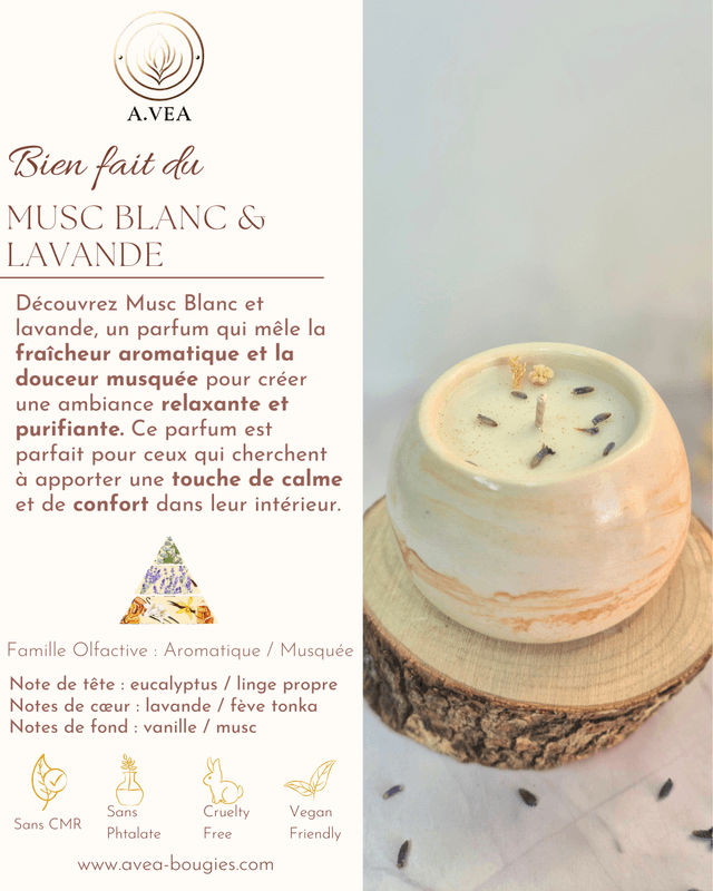 Les bougies musc blanc & lavande