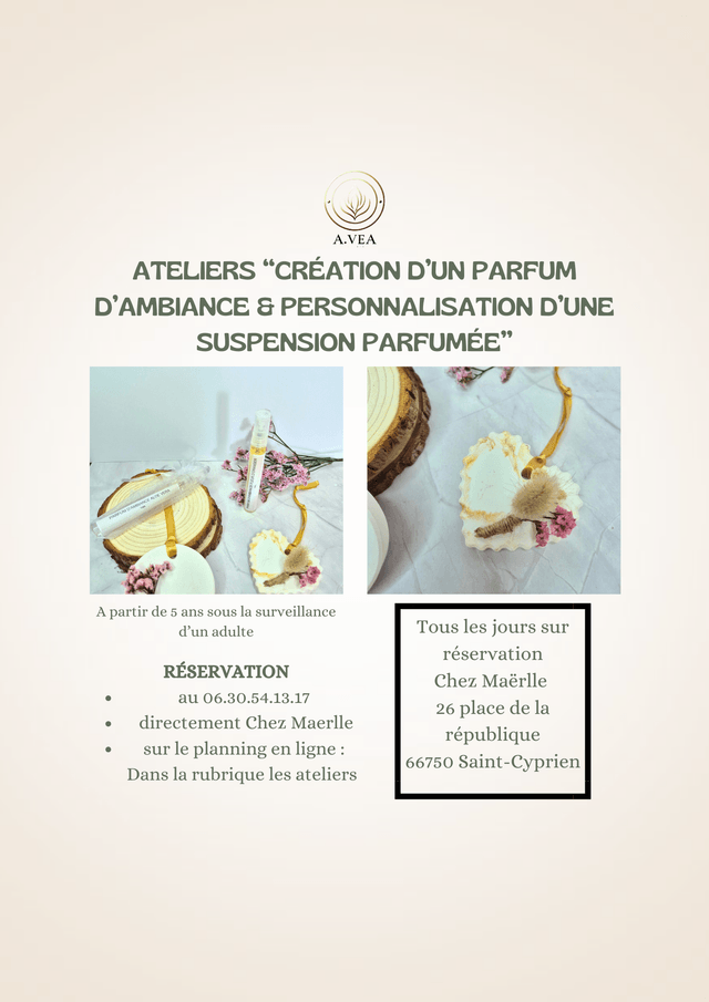 Les ateliers "Création d’un parfum d’ambiance & personnalisation d’une suspension parfumées"